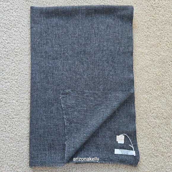 NWT Cashmere Scarf Woven Graphite Dark Grey Nepal - Picture 1 of 12